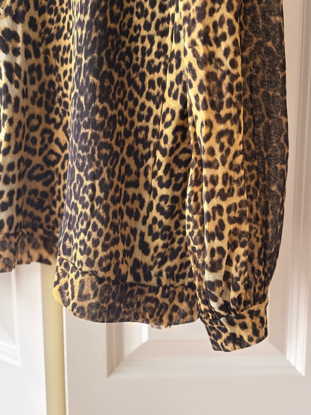 Jean Paul Gaultier Leopard Print Ruffle Open-Front Mesh Top Cardigan - Picture 10 of 12